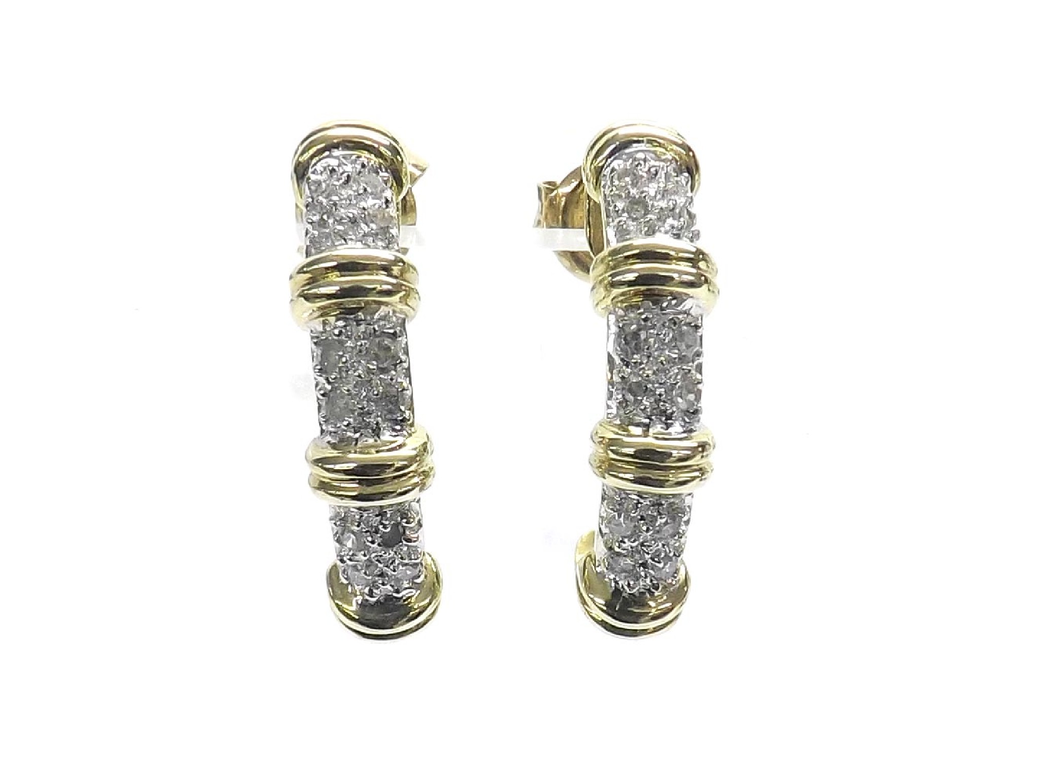 Appraisal: Pair of ct pav diamond half hoops earrings mm