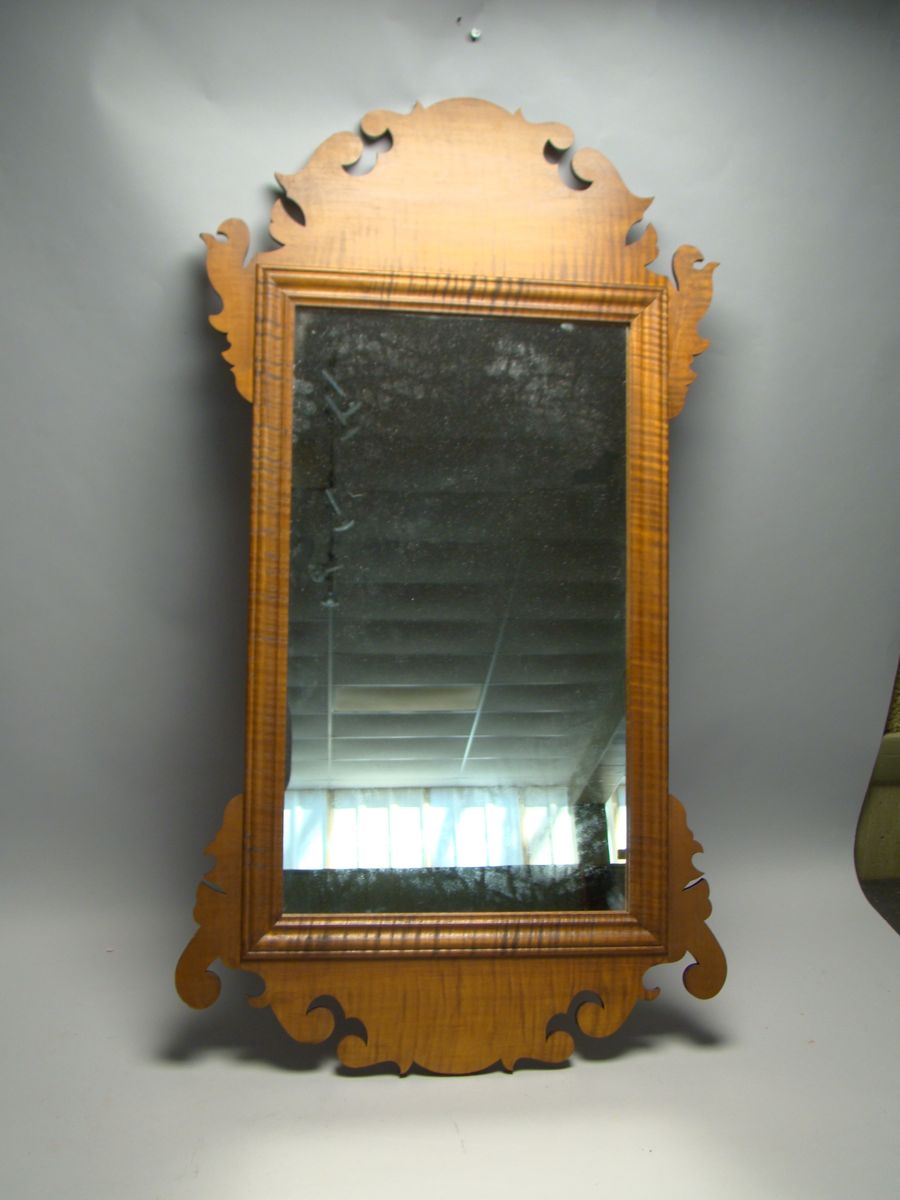 Appraisal: ELDRED WHEELER QUEEN ANNE-STYLE MIRROR In tiger maple No label