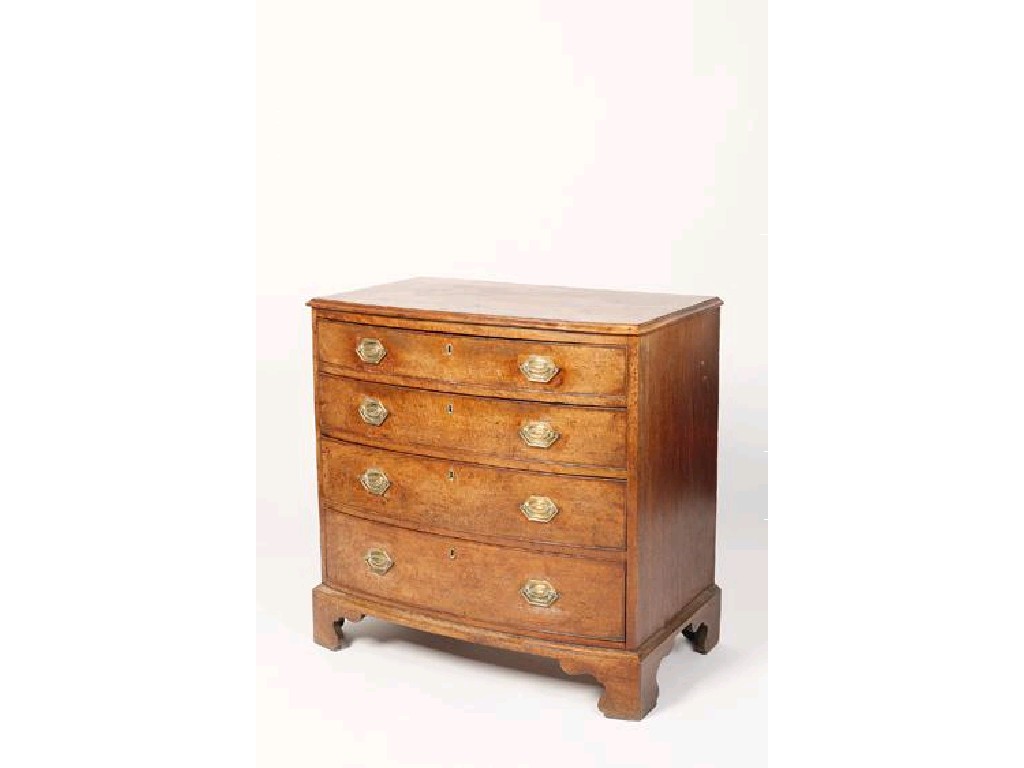 Appraisal: A GEORGE III MAHOGANY BOW FRONT CHEST OF DRAWERS the