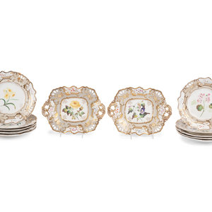 Appraisal: An Assembled English Porcelain Dessert Service th Century comprising two