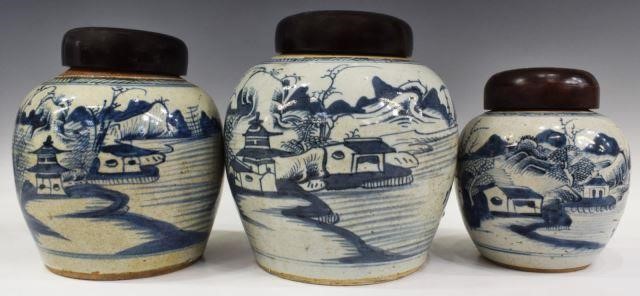 Appraisal: lot of Chinese blue and white porcelain covered ginger jars