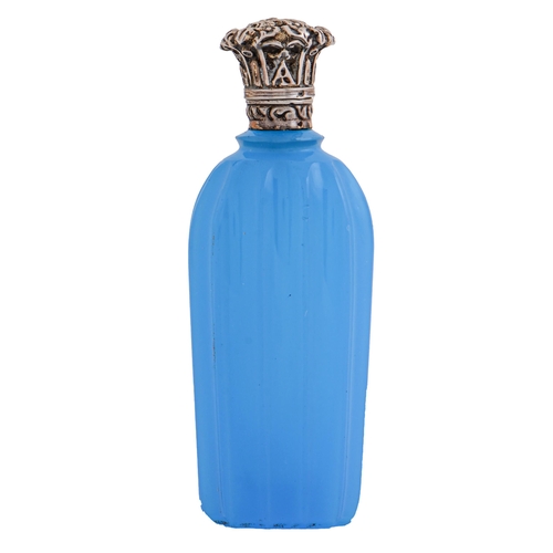 Appraisal: A French silver mounted blue opaline scent bottle mid th