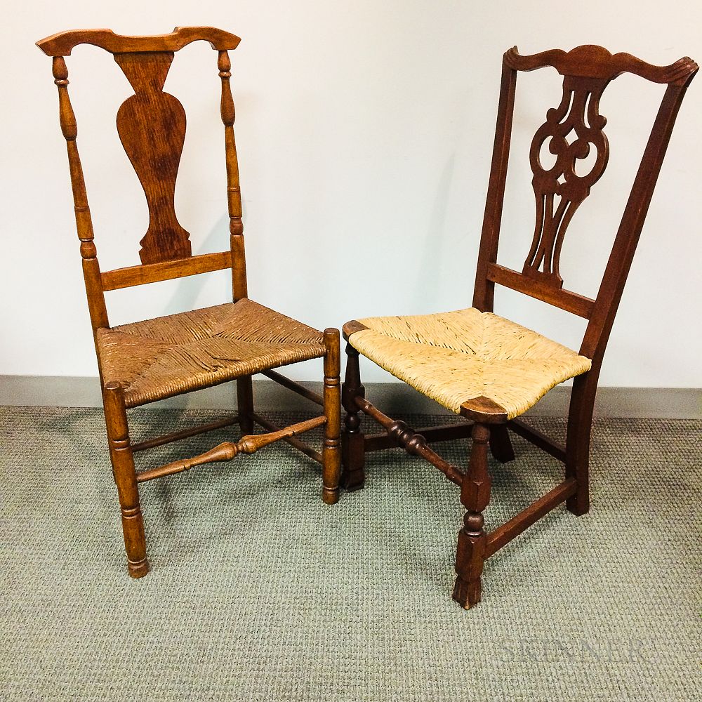 Appraisal: Two Early Country Maple Chairs Two Early Country Maple Chairs