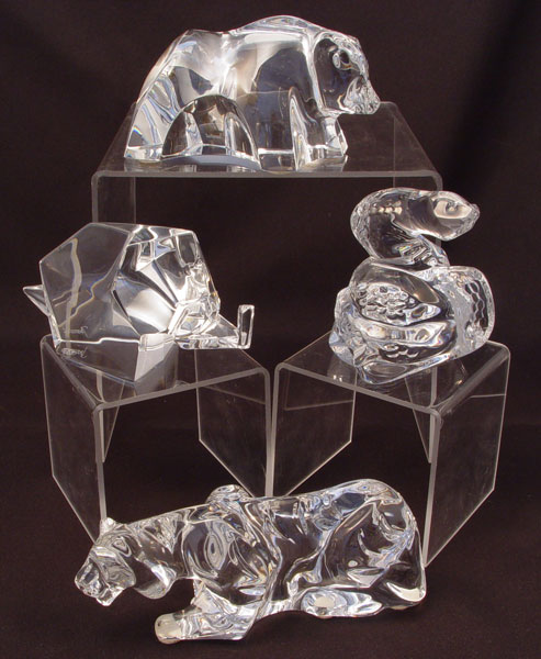 Appraisal: BACCARAT MENAGERIE OF CRYSTAL ANIMALS To include Geometric elephant ''