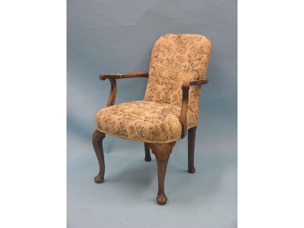 Appraisal: A pair of George I-style walnut elbow chairs on front