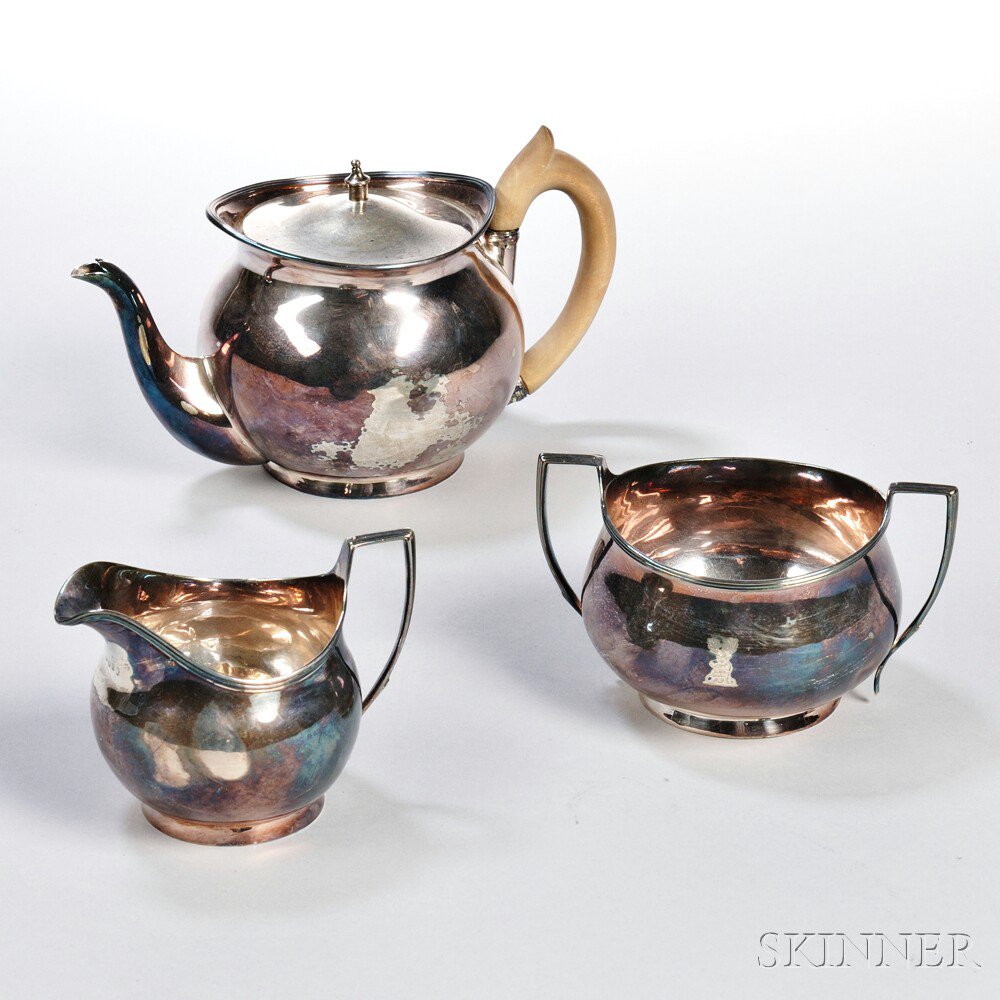 Appraisal: Assembled Three-piece George III Sterling Silver Tea Service London -