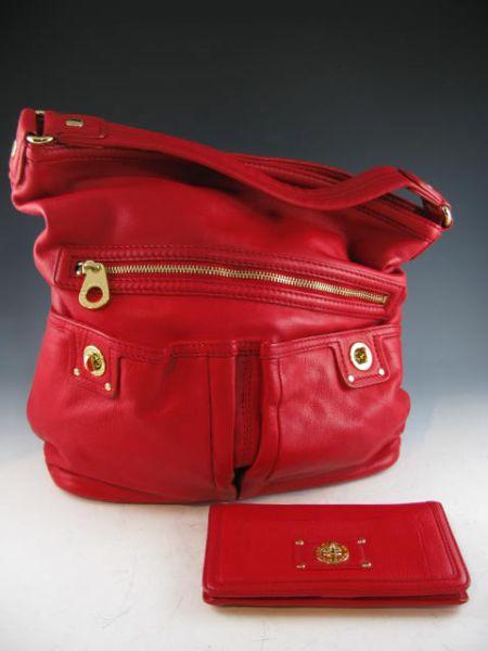 Appraisal: Marc by Marc Jacobs Red Hobo Leather Bag with soft