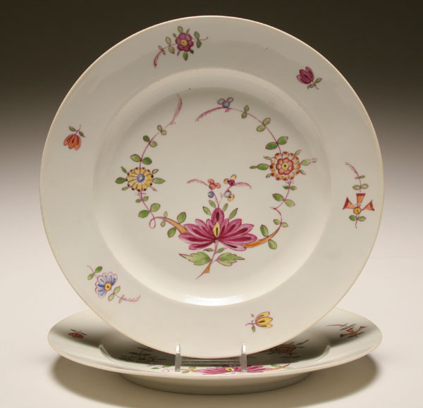 Appraisal: Pair Meissen hand painted th century plates vining florals on