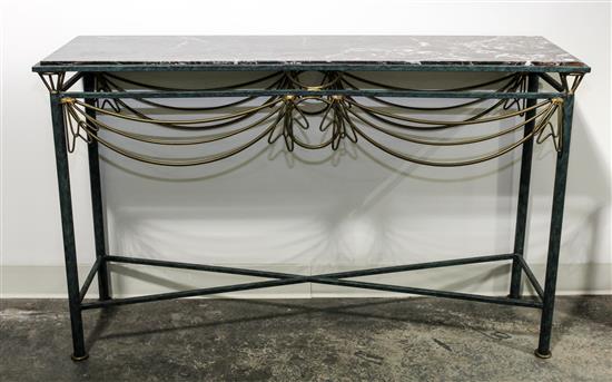 Appraisal: Sale Lot A Wrought Iron and Brass Console Table second