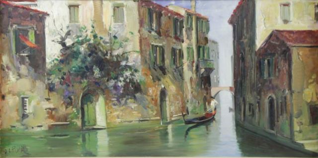 Appraisal: PISANI Angelo Oil on Canvas Venetian Canal Signed lower left