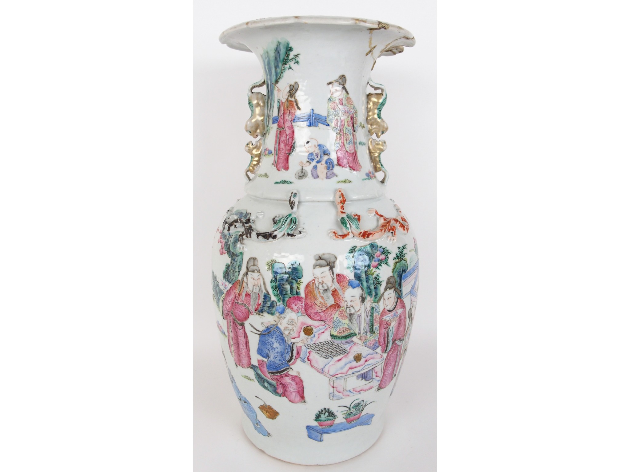 Appraisal: A Cantonese famille rose vasepainted with figures at various pastimes