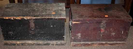 Appraisal: Two primitive painted wood tool chests Estimate - No condition