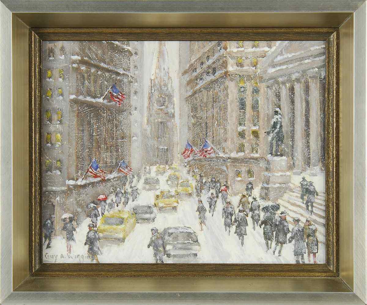 Appraisal: GUY A WIGGINSAmerican b Winter on Wall Street'' Signed lower