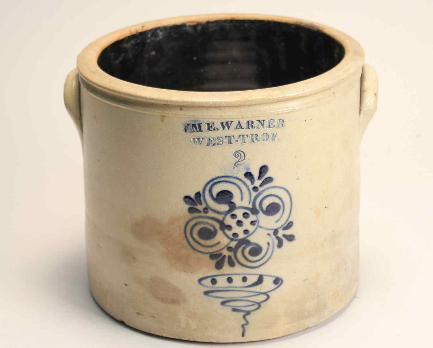 Appraisal: ANTIQUE AMERICAN TWO-GALLON STONEWARE CROCK th CenturyMarked Wm E Warner