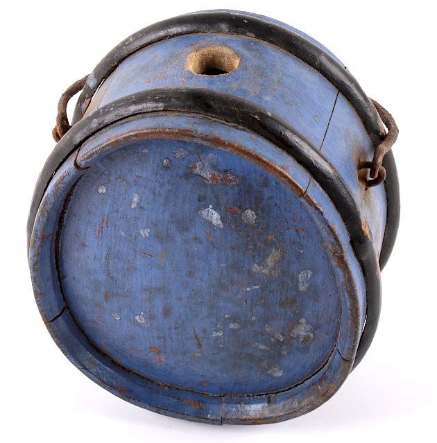 Appraisal: Civil War Era Blue Wooden Canteen Offered in this lot