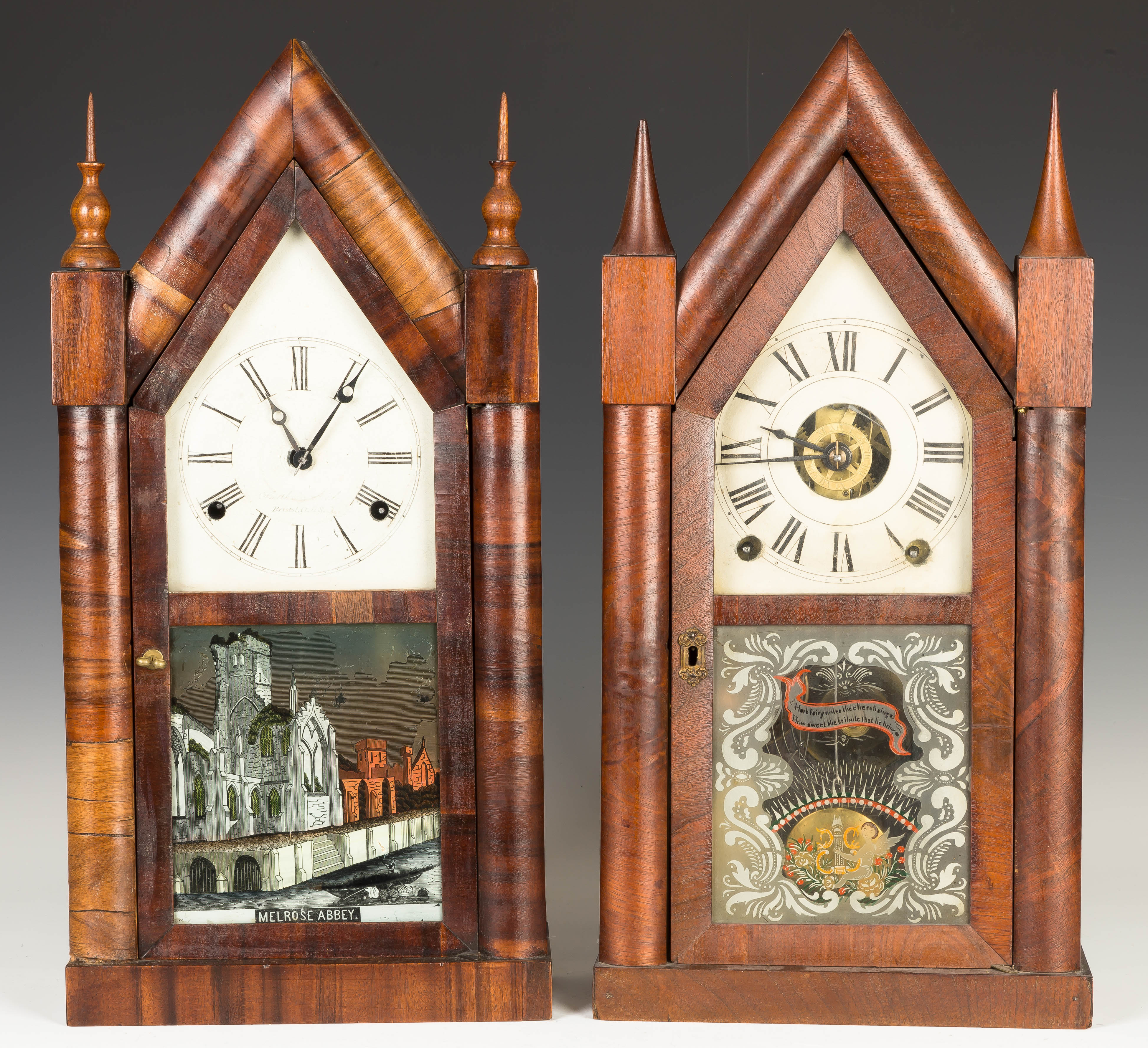 Appraisal: Two Steeple Shelf Clocks L Smith and Goodrich Steeple Mahogany