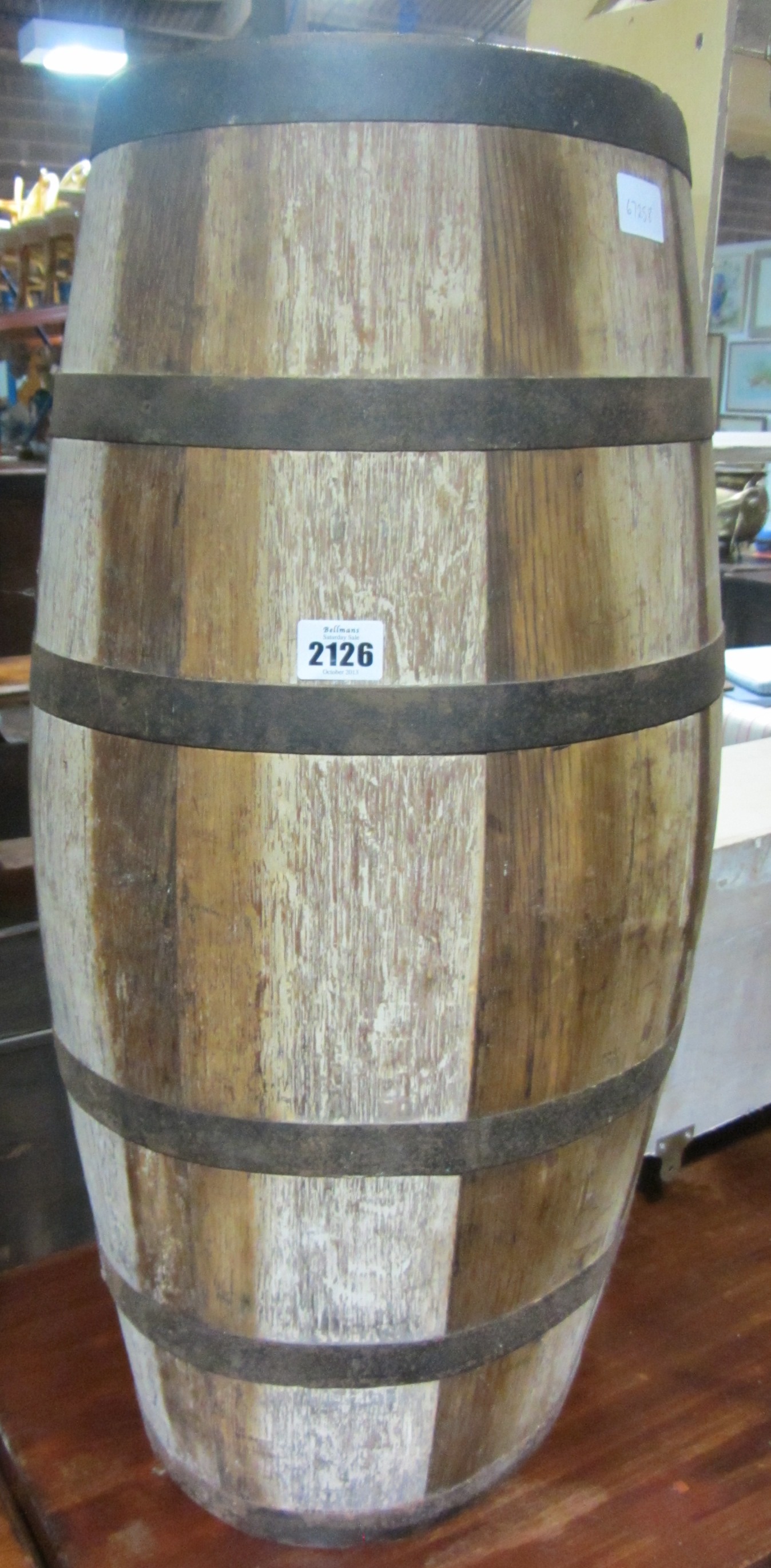 Appraisal: A coopered barrel stick stand