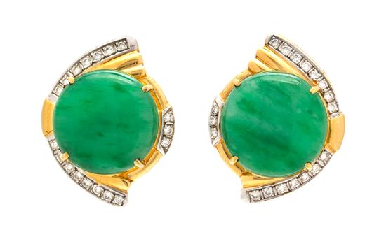 Appraisal: Sale Lot A Pair of High Karat Gold Jade and