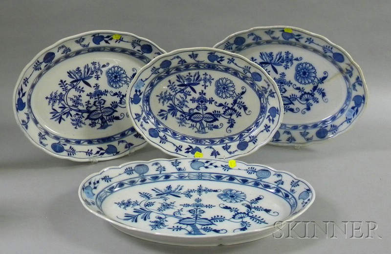 Appraisal: Three English Blue Onion Type Pattern Ceramic Platters and a