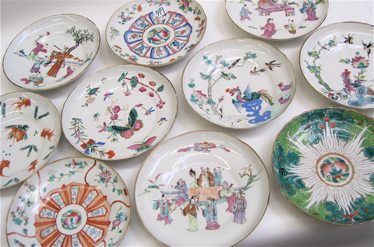 Appraisal: ELEVEN CHINESE PORCELAIN DISHES hand painted in a variety of