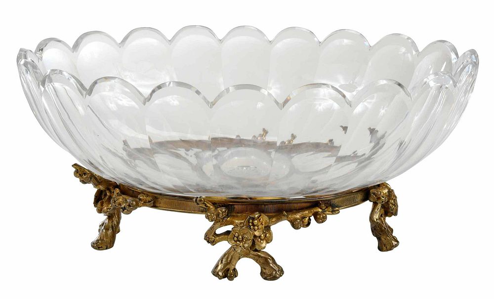 Appraisal: Baccarat Glass and Gilt Bronze Center Bowl French th century