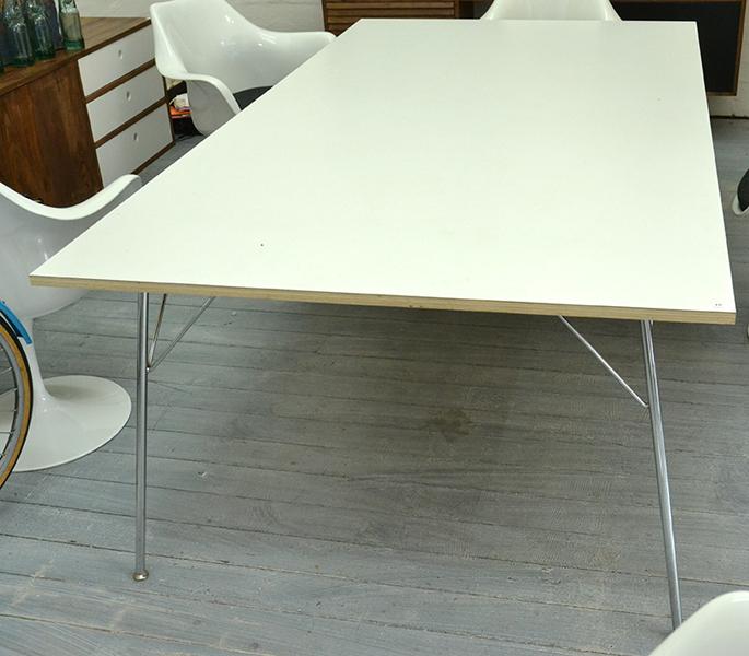 Appraisal: WHITE LAMINATE AND CHROME DINING TABLE BY BILL LUKE x