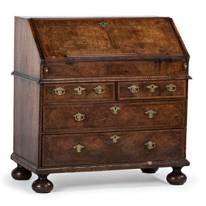 Appraisal: A William and Mary Style Figured Walnut Slant Front Desk