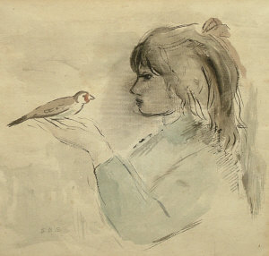 Appraisal: Elinor Bellingham Smith - - Girl with Bird pen and