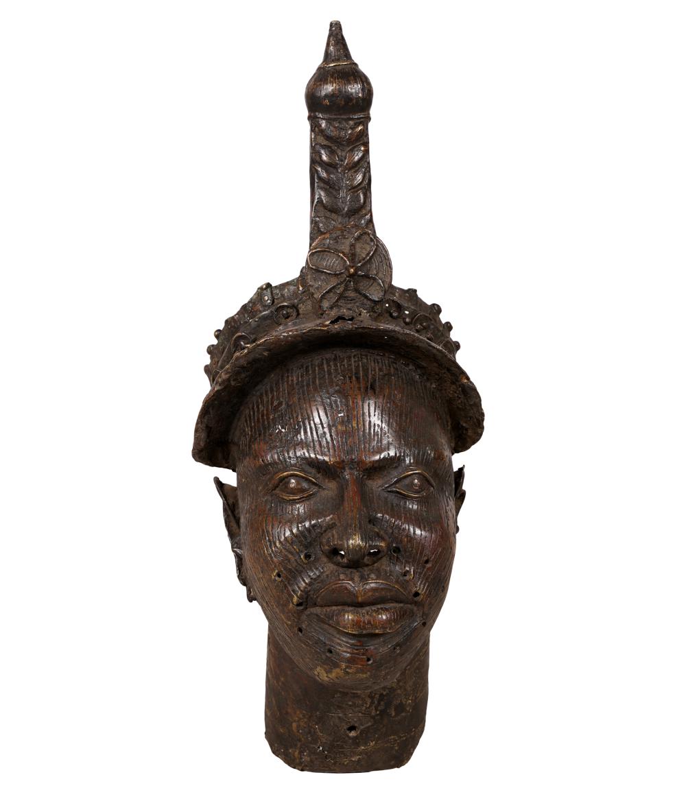 Appraisal: AFRICAN BRONZE BUST th century unsigned Condition with gaps in