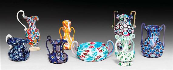 Appraisal: FRATELLI TOSO MURANO LOT OF VASES circa Millefiori murrine glass