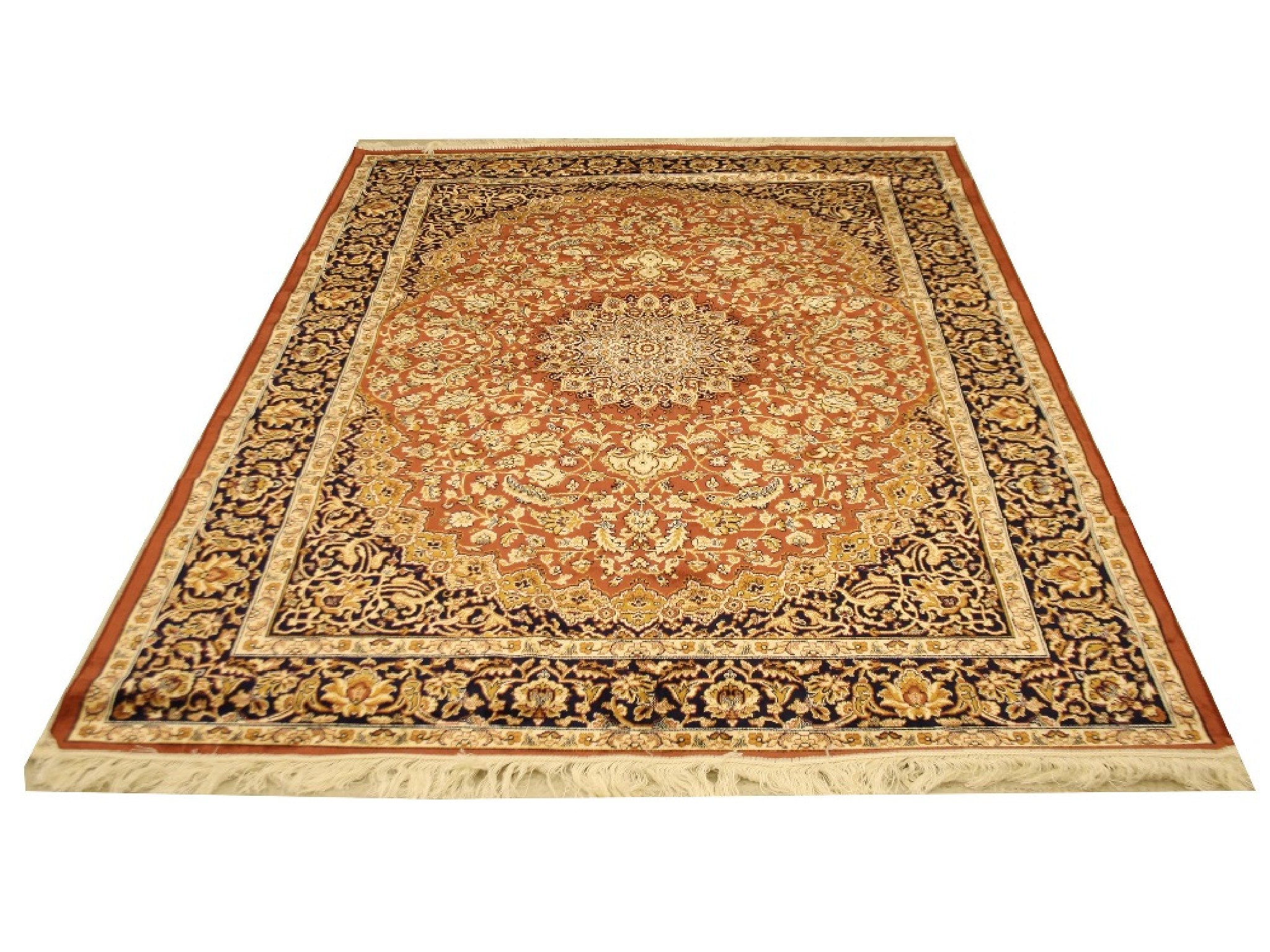 Appraisal: Keshan rug with tan ground x