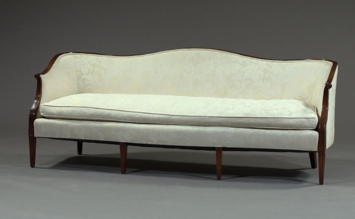 Appraisal: Hepplewhite-Style Mahogany Sofa the back of camel back form with