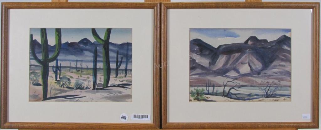 Appraisal: Floyd D Hopper IN - pr WC Western Landscapes each