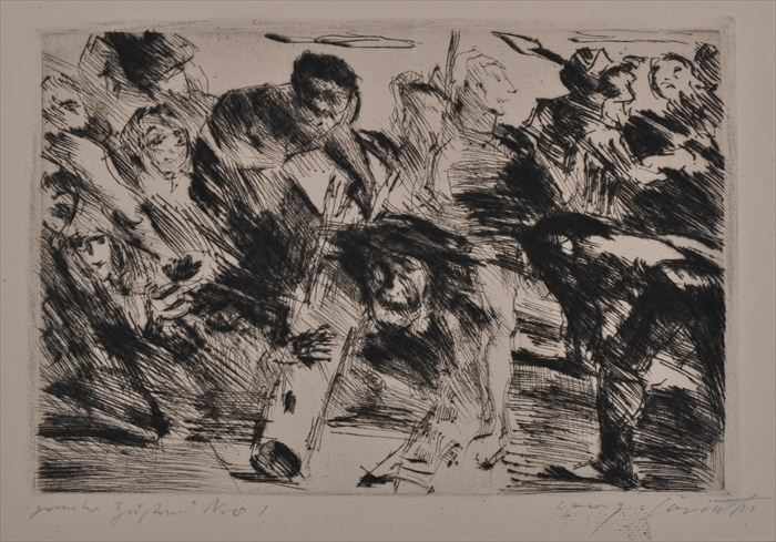 Appraisal: LOVIS CORINTH - THREE RELIGIOUS SCENES Drypoint etchings x in