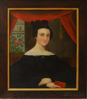 Appraisal: American School th Century Portrait of a Girl with Red