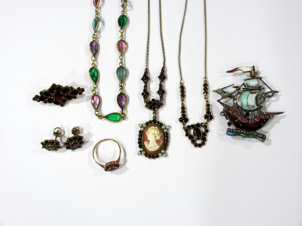 Appraisal: A composite suite of bohemian garnet jewellery to include a