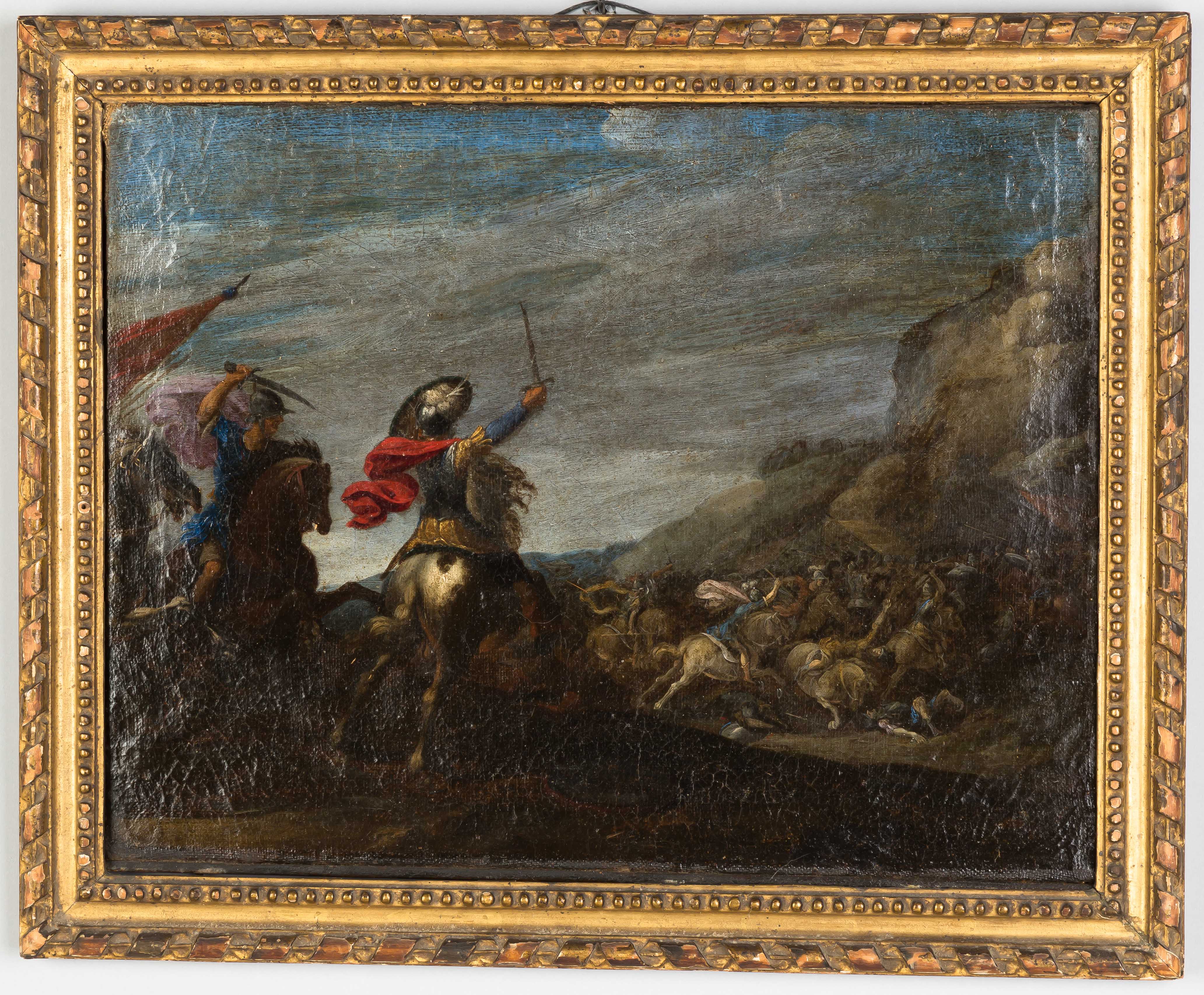 Appraisal: Old Master's Style Battle Scene Oil on canvas