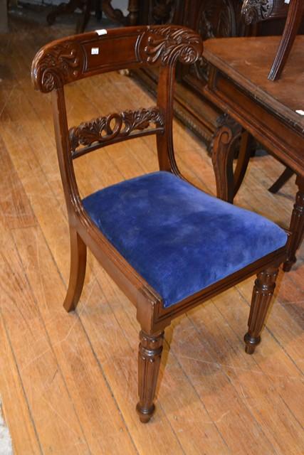 Appraisal: SET OF FOUR REGENCY STYLE MAHOGANY DINING CHAIRS WITH FEATHER