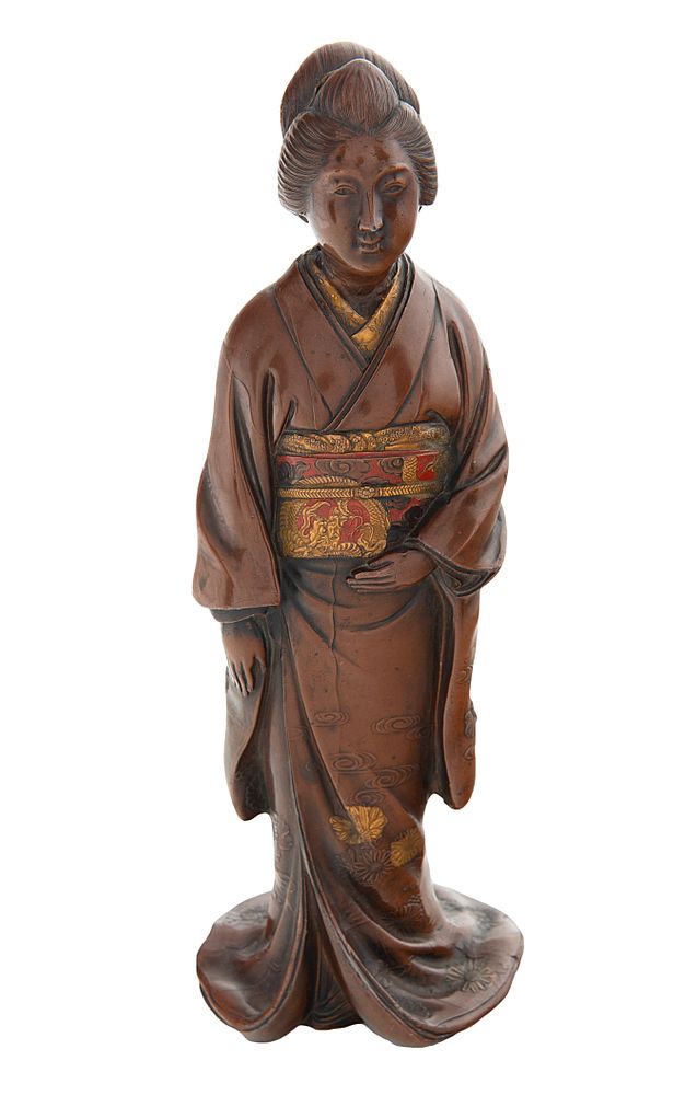 Appraisal: A JAPANESE BRONZE FIGURE OF A GEISHA MEIJI PERIOD -