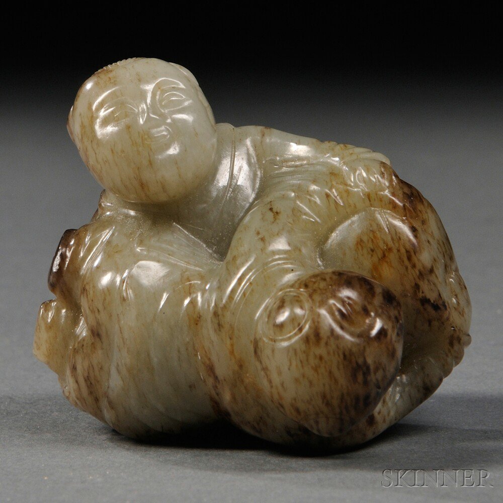 Appraisal: Jade Carving of Two Boys China th century depicted intermingled