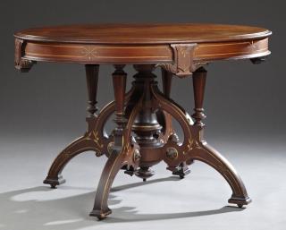 Appraisal: American Aesthetic Carved Walnut Center Table lat American Aesthetic Carved