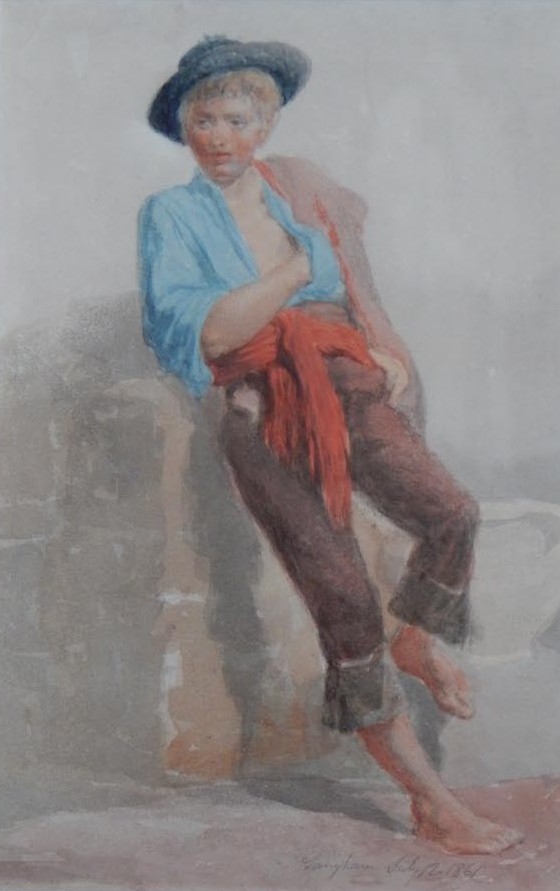 Appraisal: Langham thC thC Fisherboy watercolour signed and dated July cm