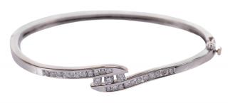 Appraisal: kt Diamond Bracelet hinged bangle round brilliant diamonds estimated total