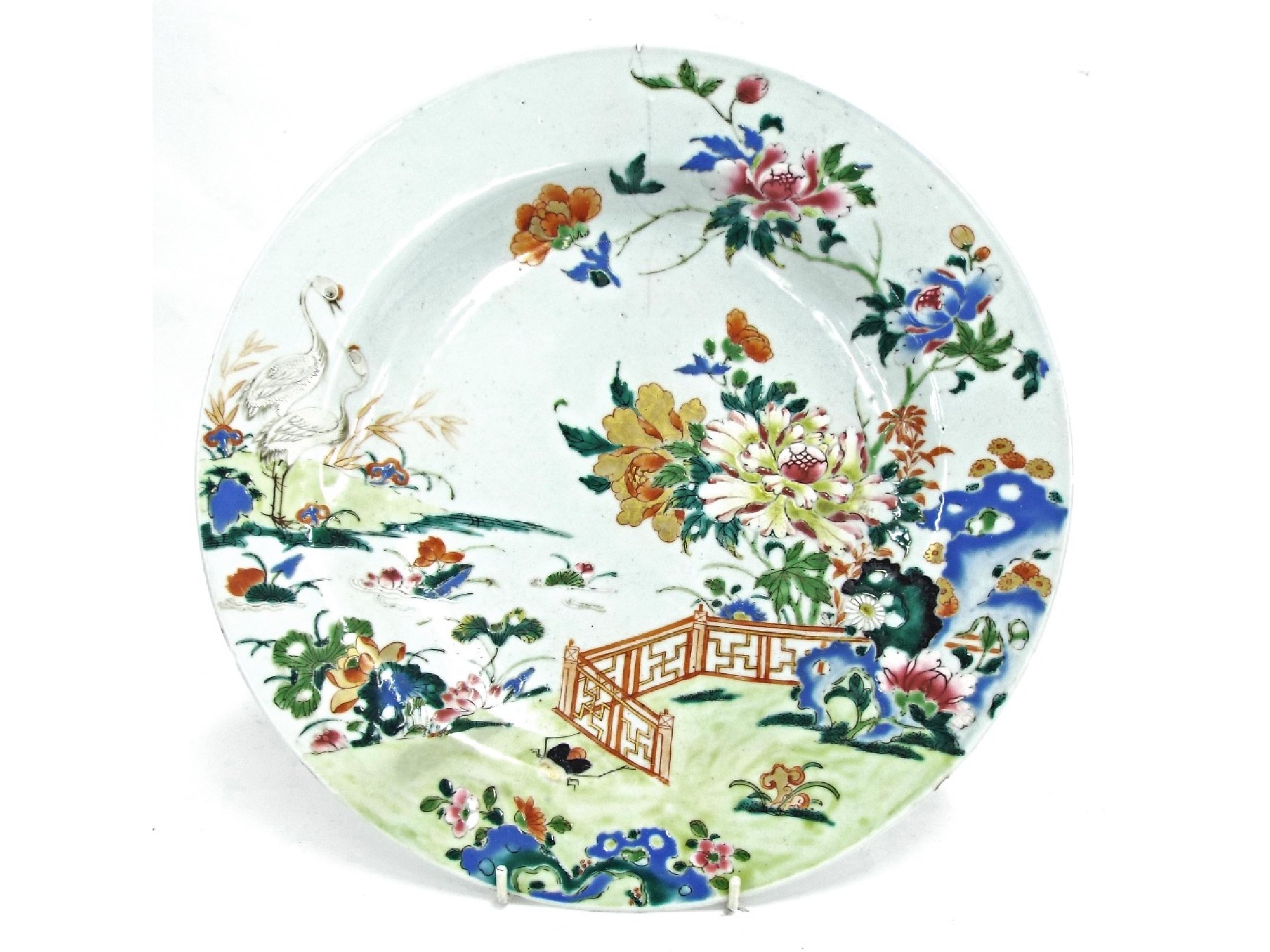 Appraisal: Chinese famille rose porcelain charger decorated with two cranes beside