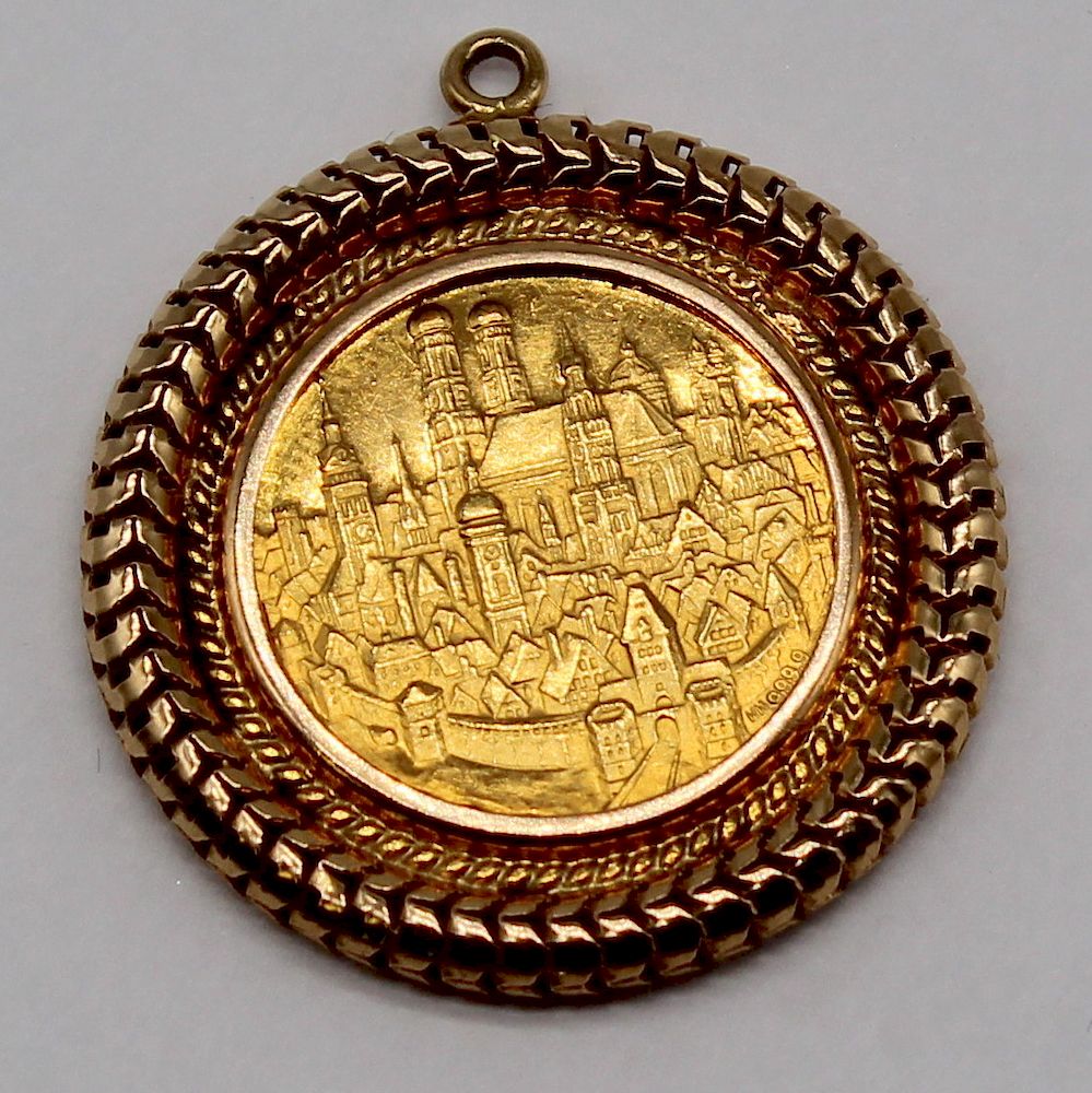 Appraisal: JEWELRY Patrona Bavariae Coin kt Gold Pendant German gold Patrona