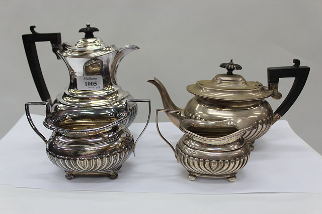 Appraisal: A SILVER FOUR PIECE TEA SET consisting of a teapot