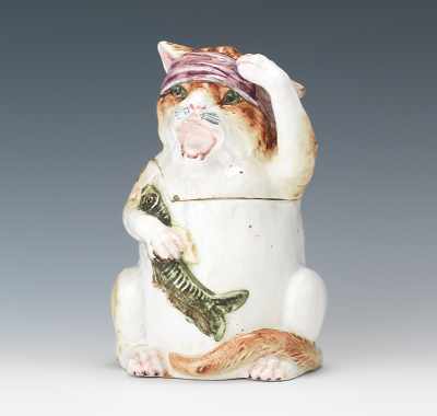 Appraisal: A Majolica Figural Cat Humidor Amusing polychrome glazed seated cat