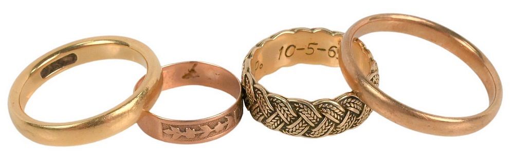 Appraisal: Group of Four Gold Rings to include two marked K