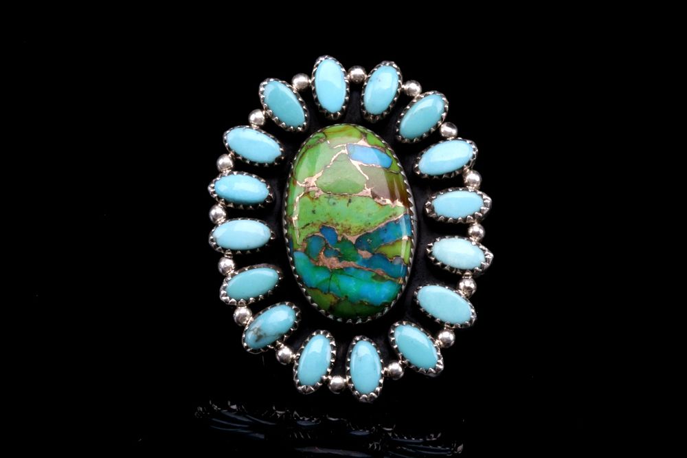 Appraisal: Navajo Sterling Silver Mojave Turquoise Ring Featured in this lot