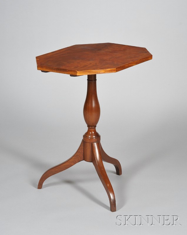 Appraisal: Federal Octagonal Inlaid Mahogany Tilt-top Candlestand Refinished top with slight